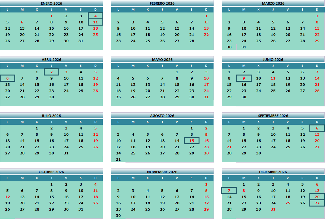 calendario votado 2026