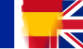 Bandera trilingue: Ingles-Frances-Español