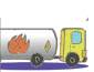 transporte de mercancías peligrosas ardiendo