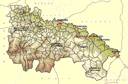 Mapa de las estaciones de control de la calidad del aire de La Rioja