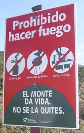 señal de prohibición de incendios