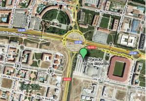 mapa del palacio de los deportes de Logroño, junto al campo de Las Gaunas. Este enlace se abrirá en una ventana nueva